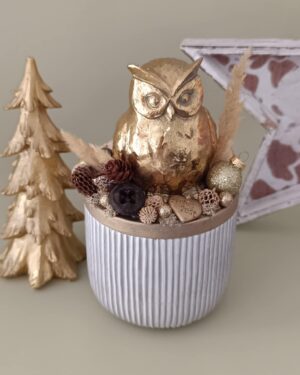 Aranyozott baglyos dekoráció