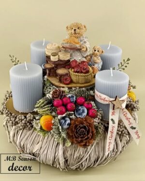 Főzőcskézős macis adventi koszorú